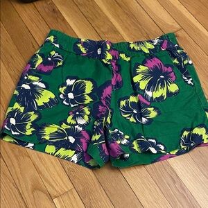 J. Crew Green floral boardwalk Shorts